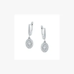 Impressive Classic Diamond White Gold Lever-Back Dangle Earrings