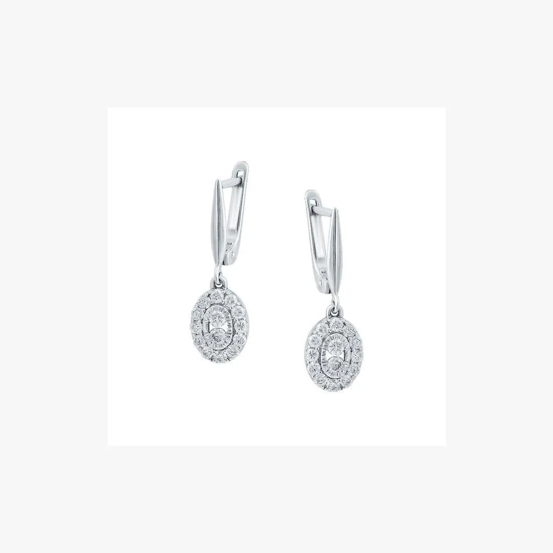 Impressive Classic Diamond White Gold Lever-Back Dangle Earrings