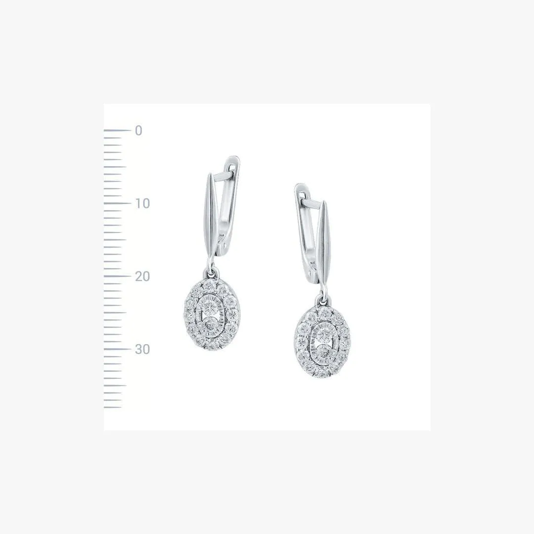 Impressive Classic Diamond White Gold Lever-Back Dangle Earrings