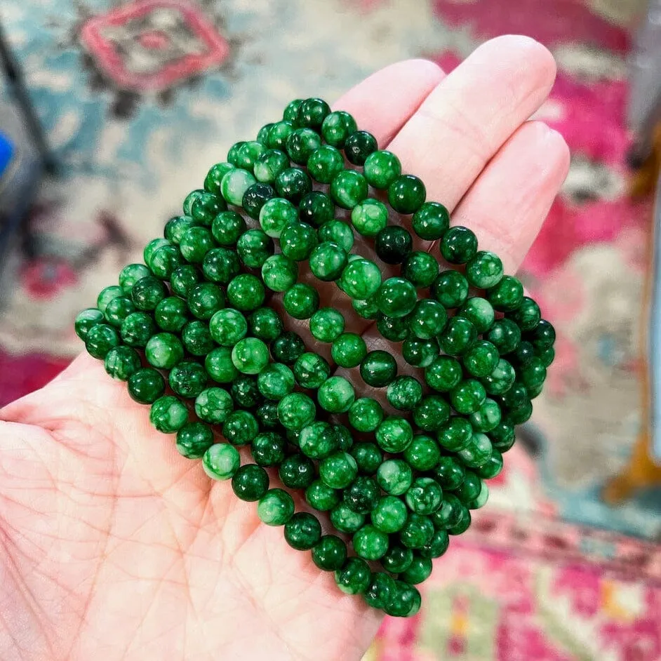 Jade Green Gemstone | Bead Bracelets | 6mm Stone | Women