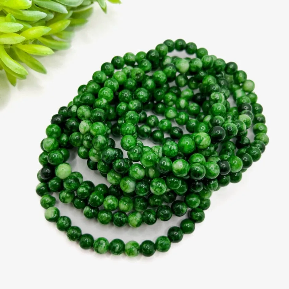 Jade Green Gemstone | Bead Bracelets | 6mm Stone | Women