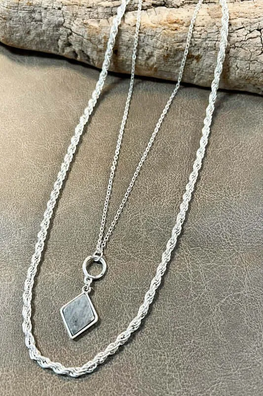 Jessie Silver and Stone Necklace Set