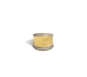 John Hardy Yellow Gold Hammered Diamond Saddle Ring