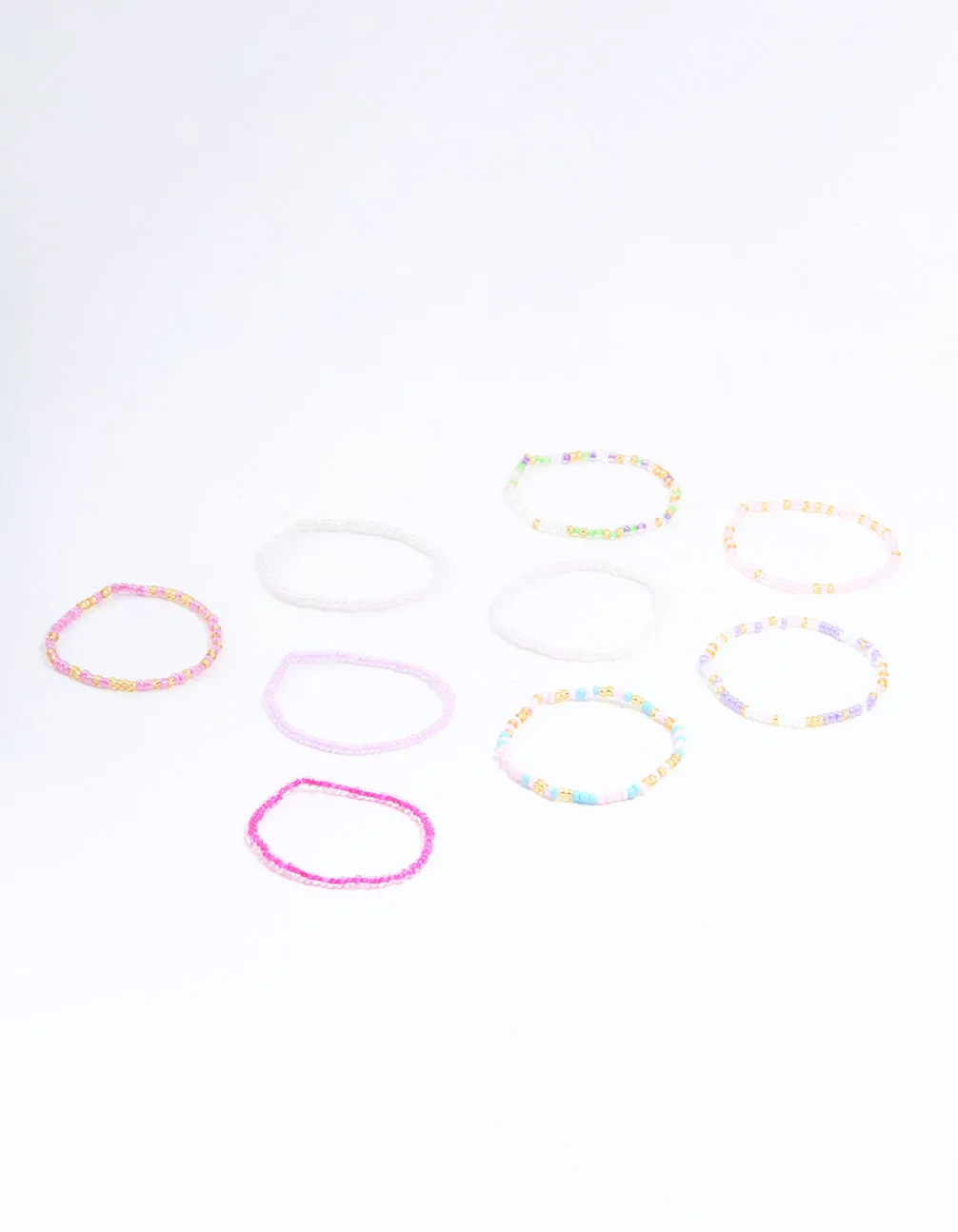 Kids Pastel & Vibrant Beaded Stretch Bracelets 9-Pack