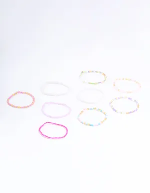 Kids Pastel & Vibrant Beaded Stretch Bracelets 9-Pack