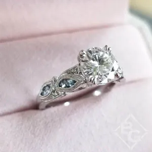 Kirk Kara "Dahlia" Marquise Shaped Aquamarine Engagement Ring