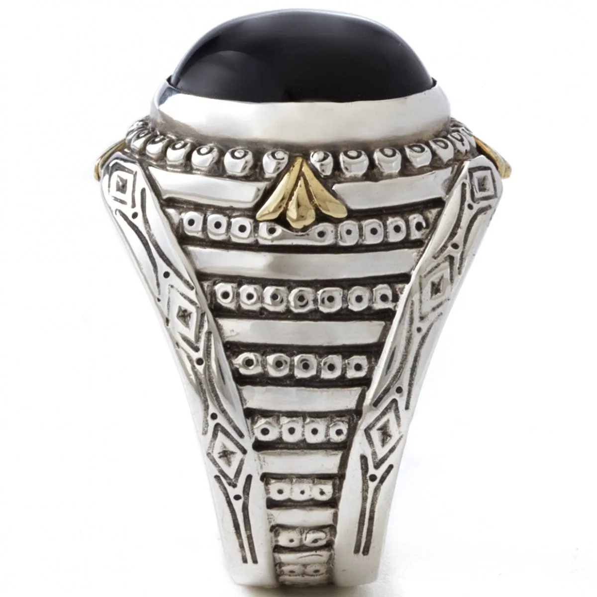 Konstantino Men's Sterling Silver and Black Onyx Ring, Size 10