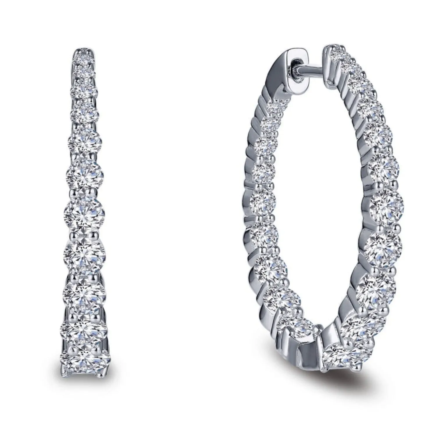 Lafonn Round Cut One Inch Graduating Simulated Diamond Hoop Earrings