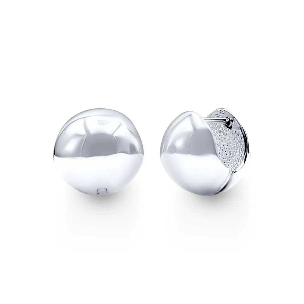 Large Round Ball Hoop Earrings in Sterling Silver