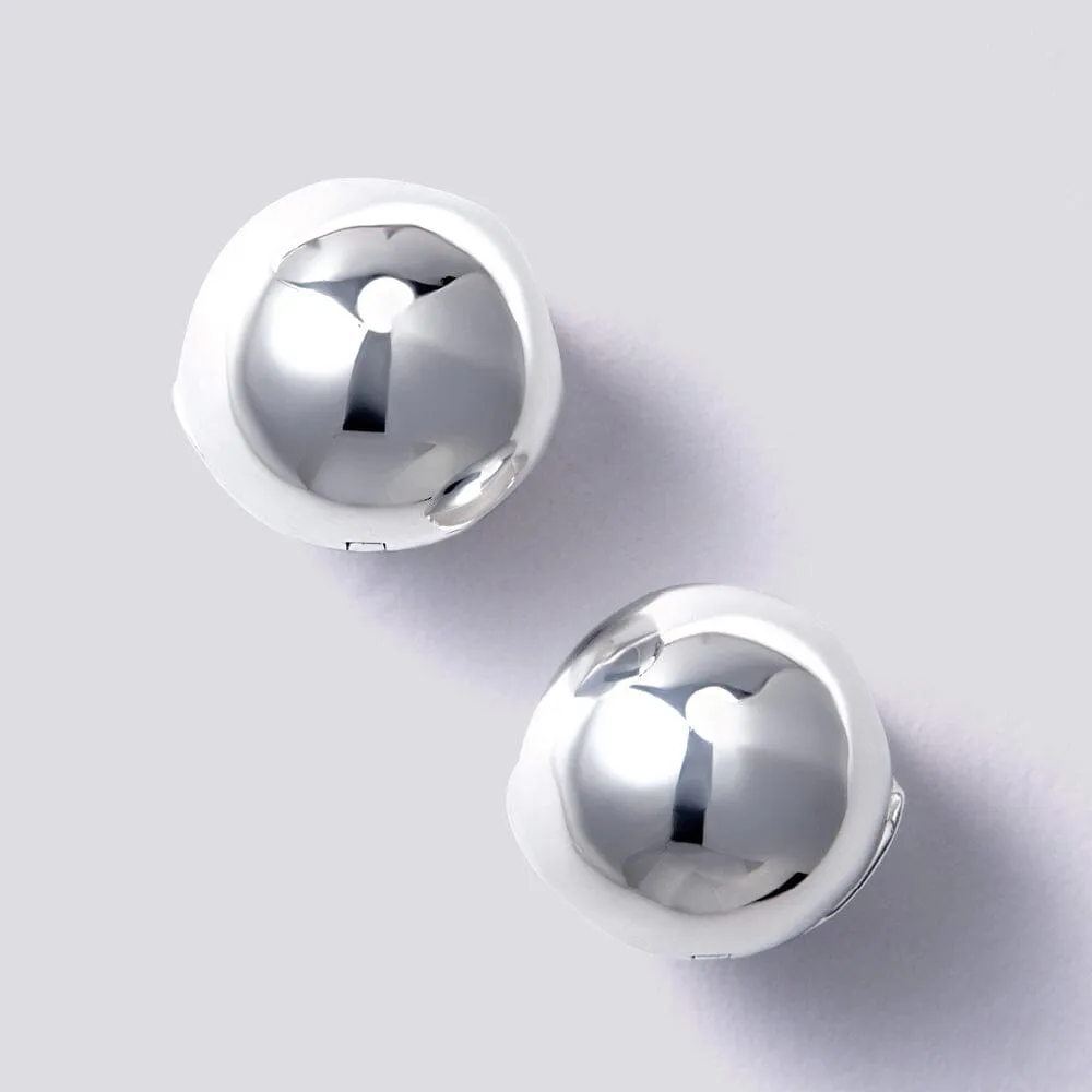 Large Round Ball Hoop Earrings in Sterling Silver
