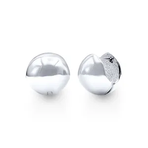 Large Round Ball Hoop Earrings in Sterling Silver