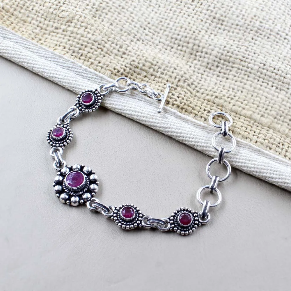 Latest Stylish Real  Sterling Silver Cut Stone Oxidized Bracelet Gift For Girls Women