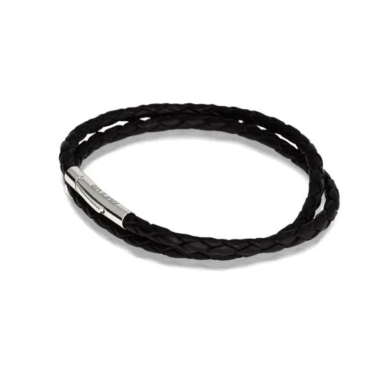Leather Bracelet  Black 19cm-2