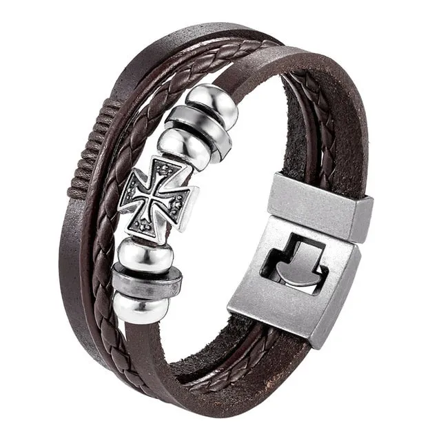 Leather Bracelet Men Vintage Punk Anchor Bracelets Women Nautical Jewelry Preferred Gift