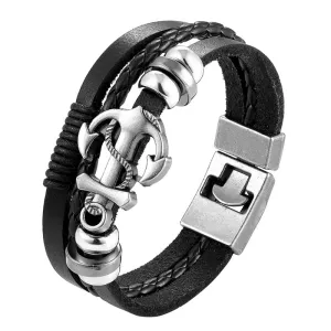 Leather Bracelet Men Vintage Punk Anchor Bracelets Women Nautical Jewelry Preferred Gift
