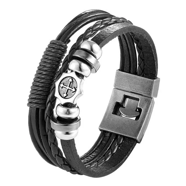 Leather Bracelet Men Vintage Punk Anchor Bracelets Women Nautical Jewelry Preferred Gift