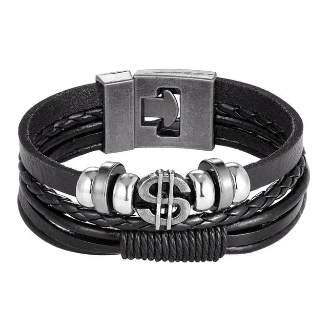 Leather Bracelet Men Vintage Punk Anchor Bracelets Women Nautical Jewelry Preferred Gift