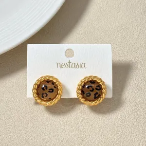 Leopard Print Stud Earrings