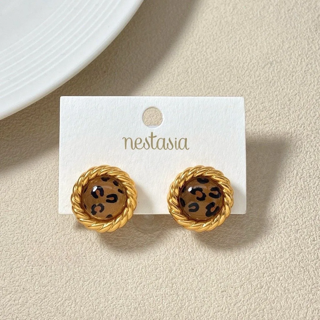 Leopard Print Stud Earrings