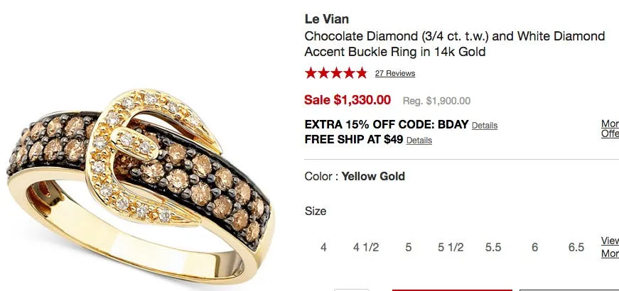 LeVian Chocolate Diamond Buckle Ring