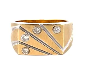 Levian Fan Design Diamond 2-Toned Mens Ring in 14k Gold