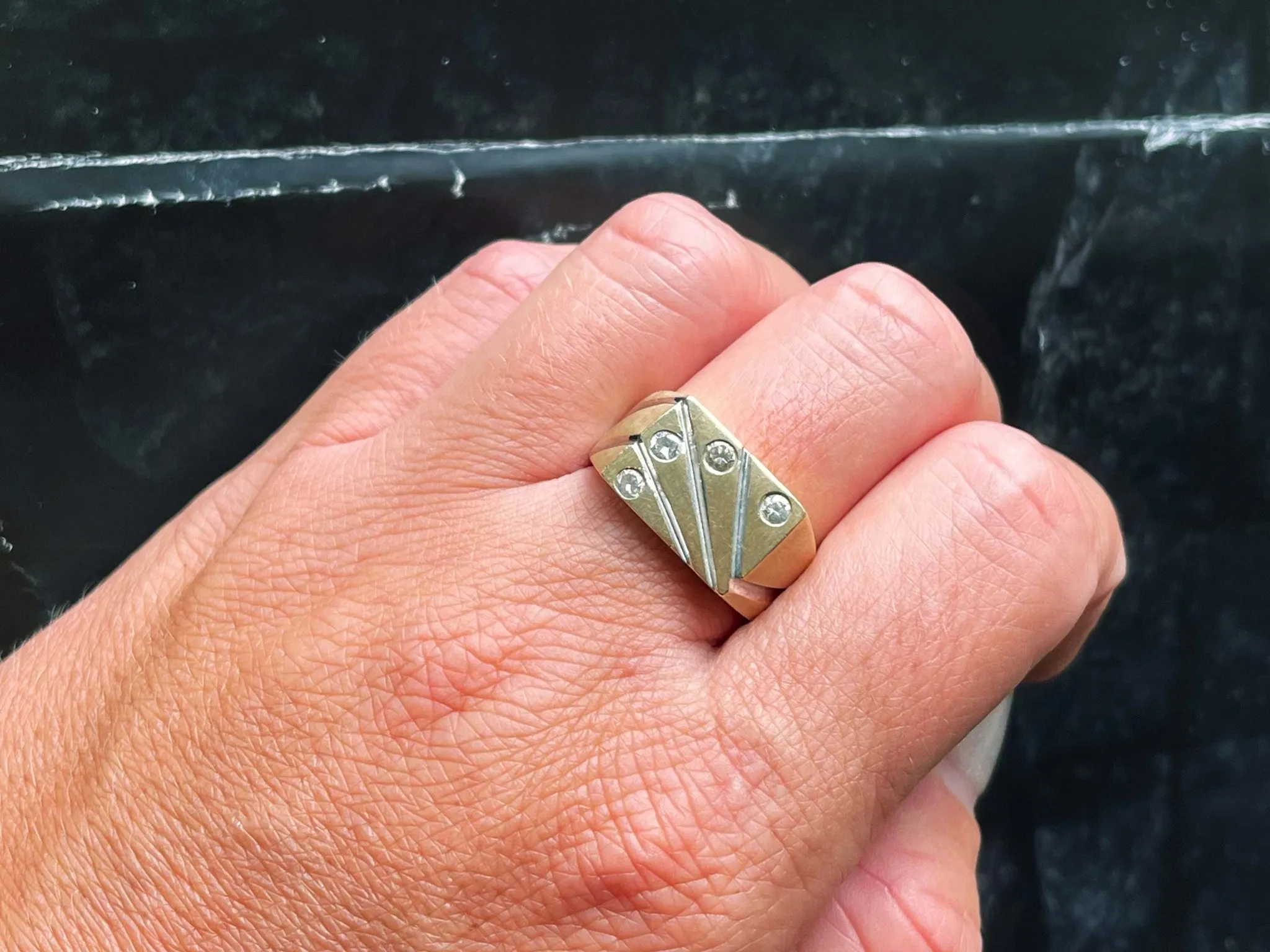 Levian Fan Design Diamond 2-Toned Mens Ring in 14k Gold