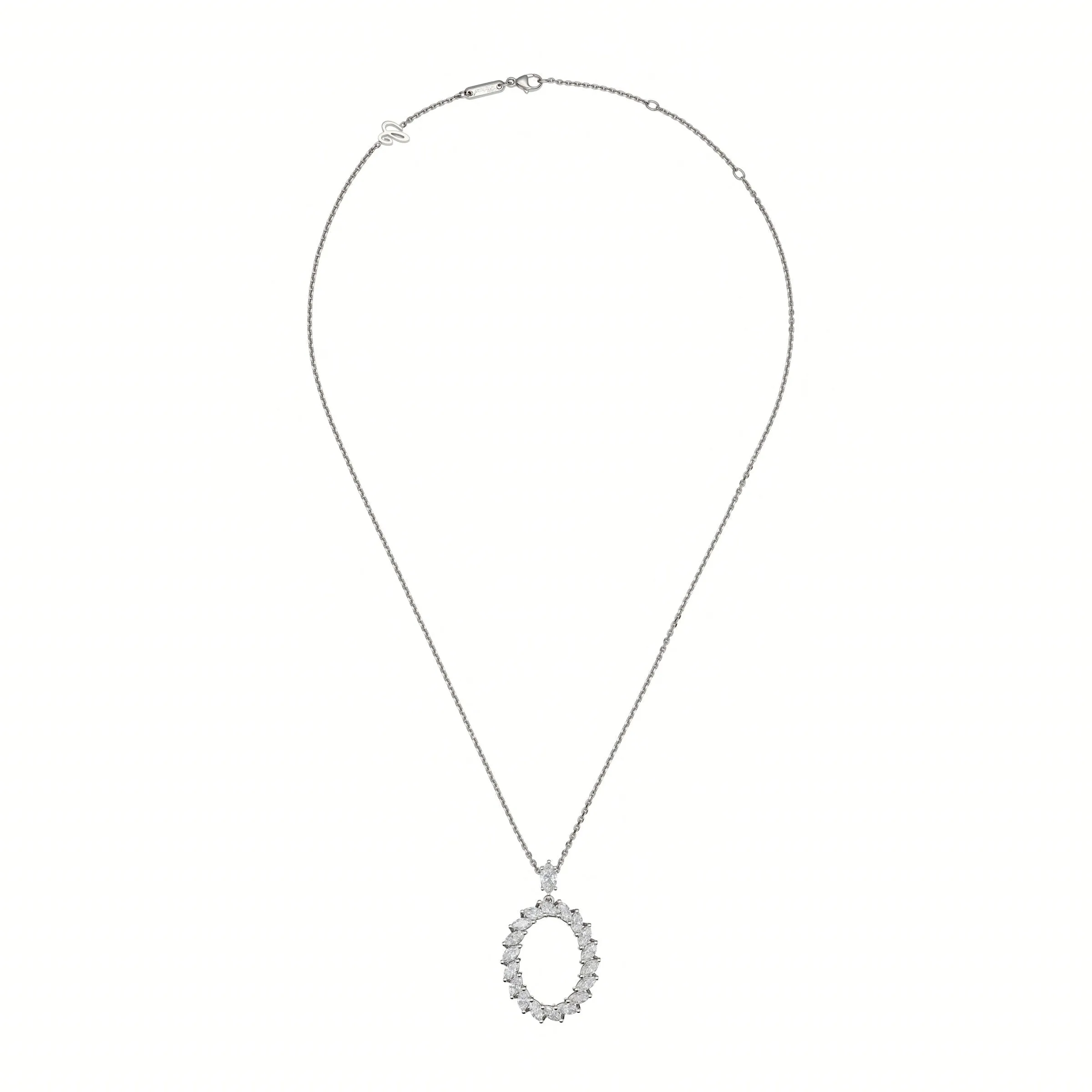 L'Heure Du Diamant Ethical White Gold Marquise Diamonds Pendant Necklace