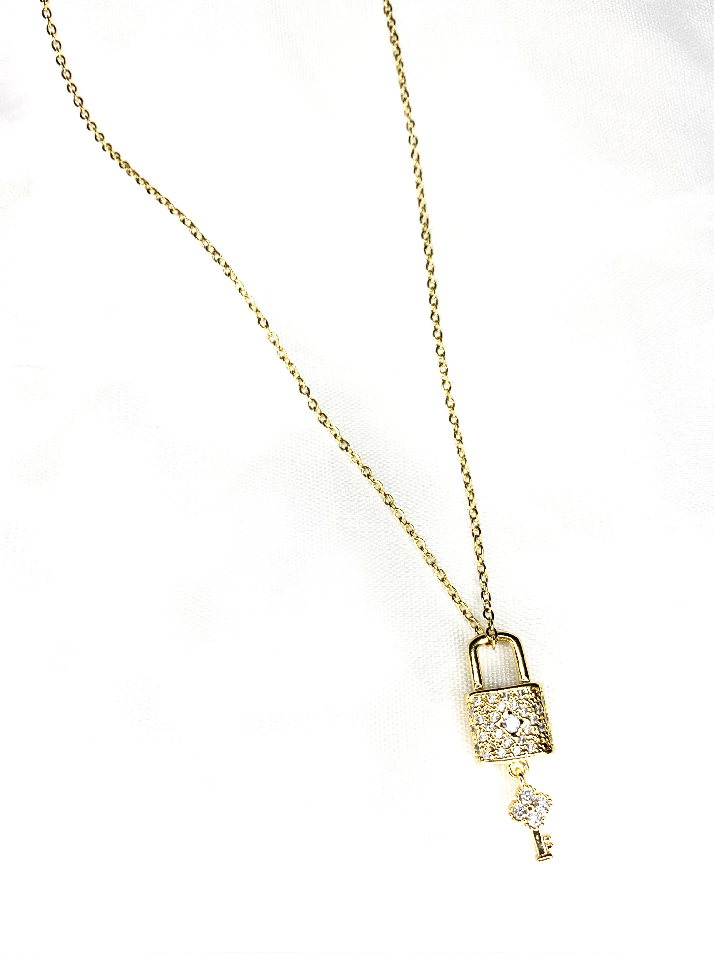 Lock and Key Pavé Necklace