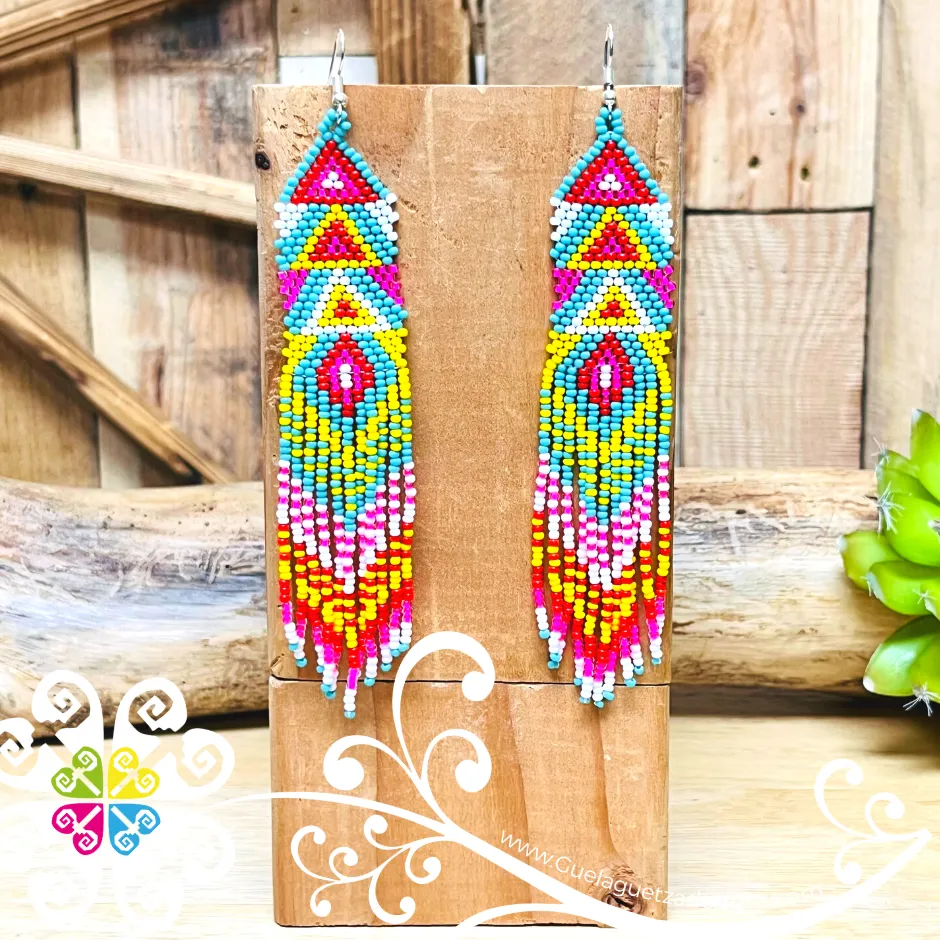 Long Triangle Beaded Earrings