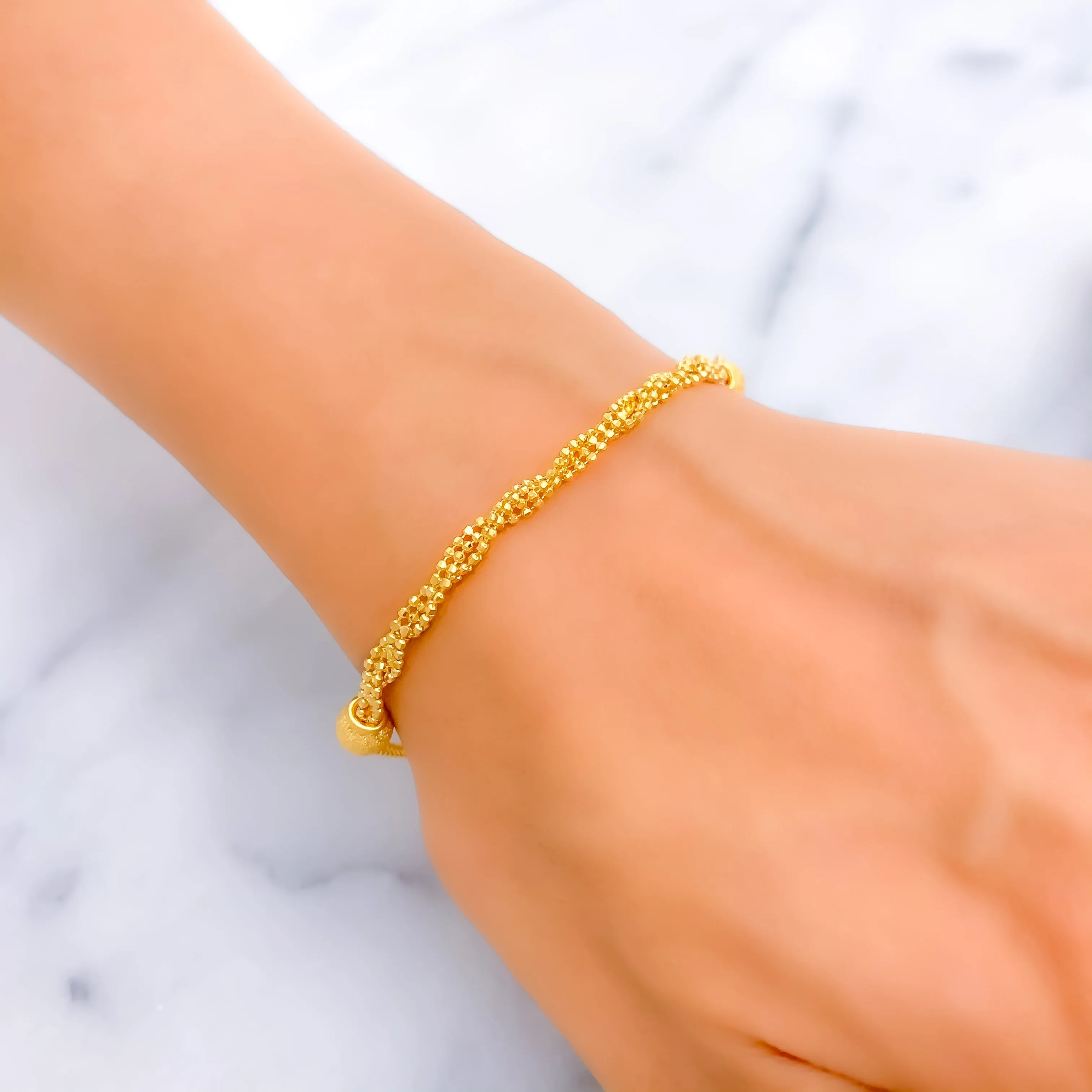 Lovely Intertwined 22K Gold Bracelet