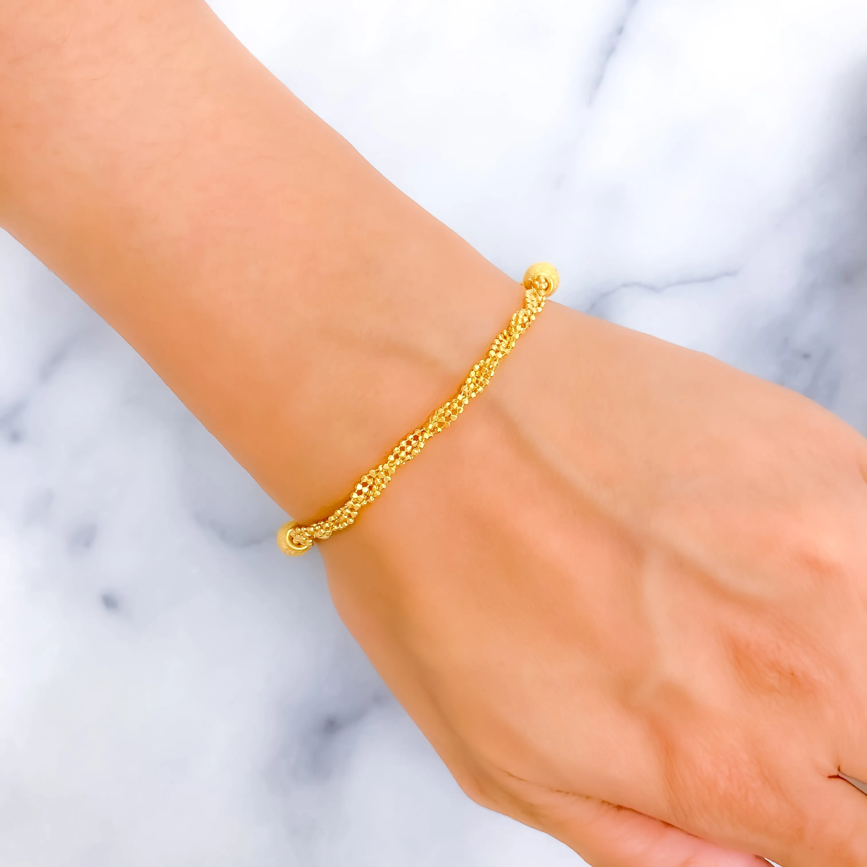 Lovely Intertwined 22K Gold Bracelet