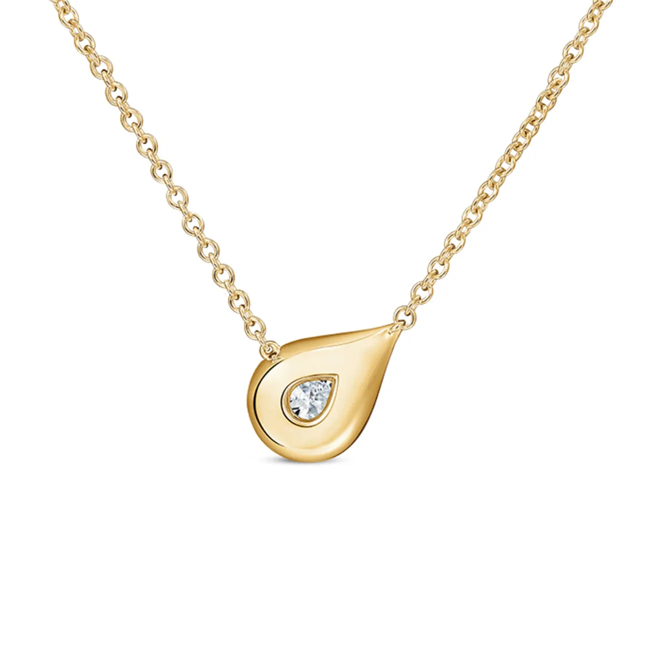 LU Droplet 18K Yellow Gold Diamond Pendant Necklace