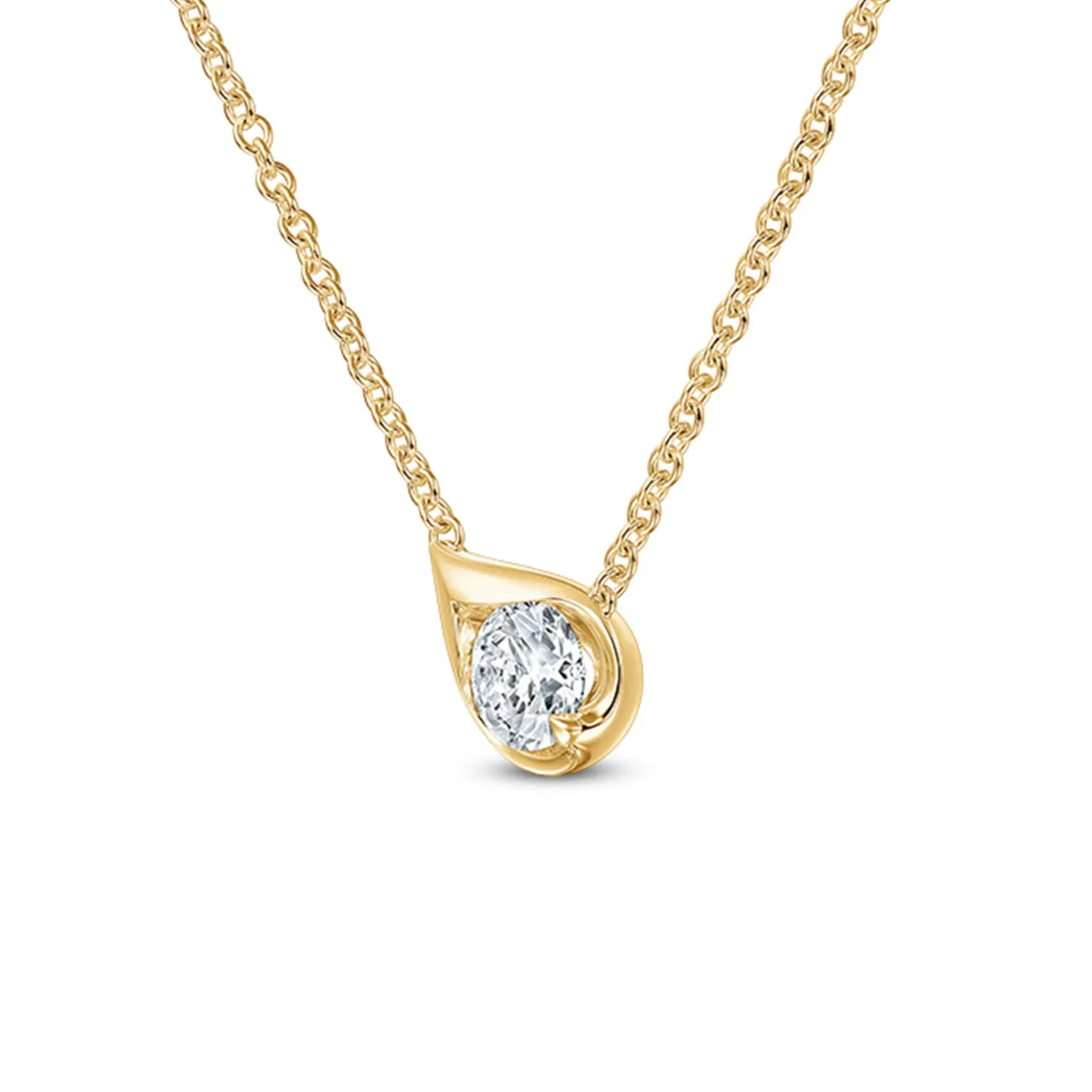 LU Droplet 18K Yellow Gold Diamond Pendant Necklace