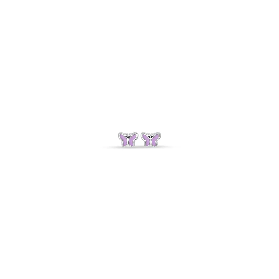 Luca Barra Girl's  Earrings in Purple Enamel Steel