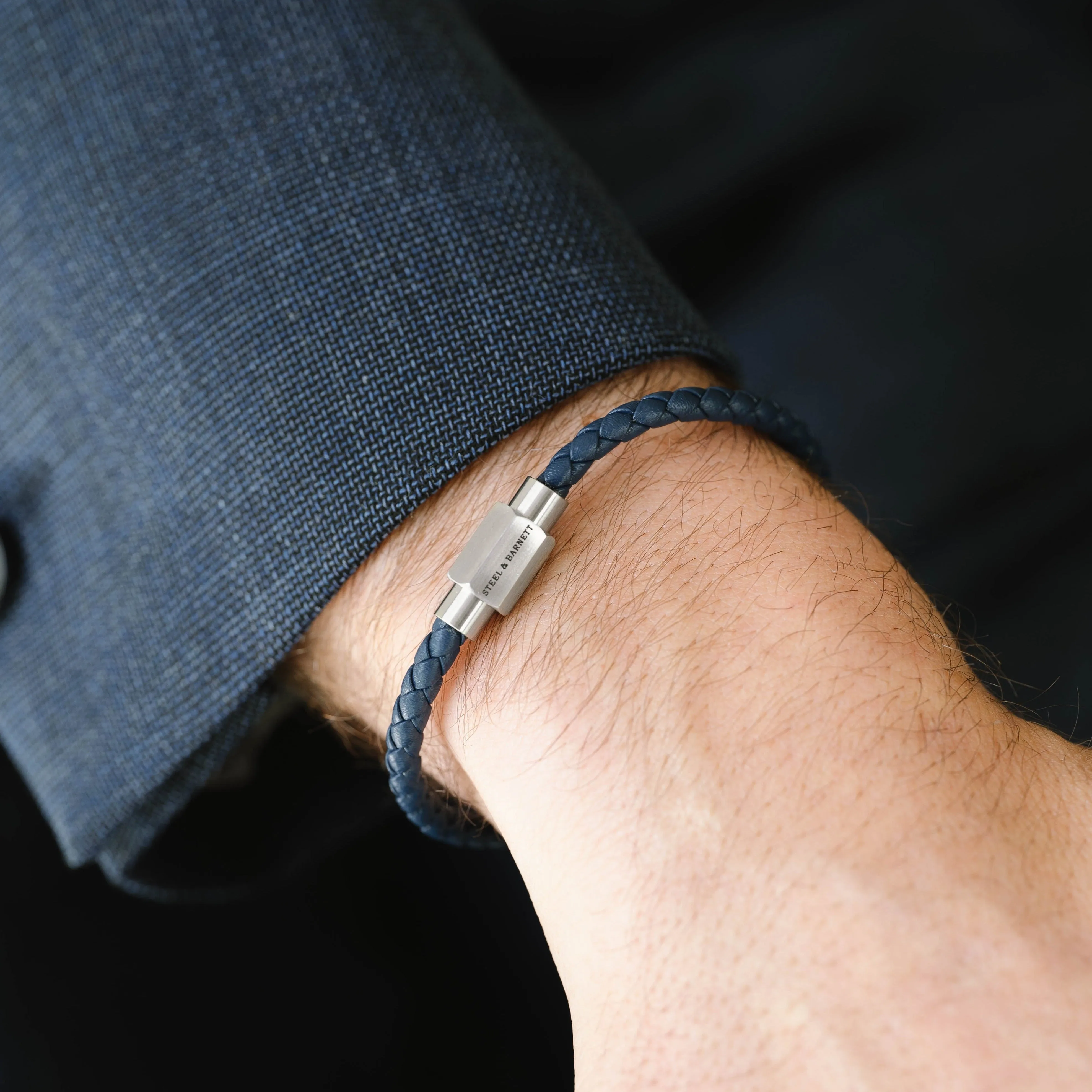 Luke Landon Nappa Leather Bracelet Blue
