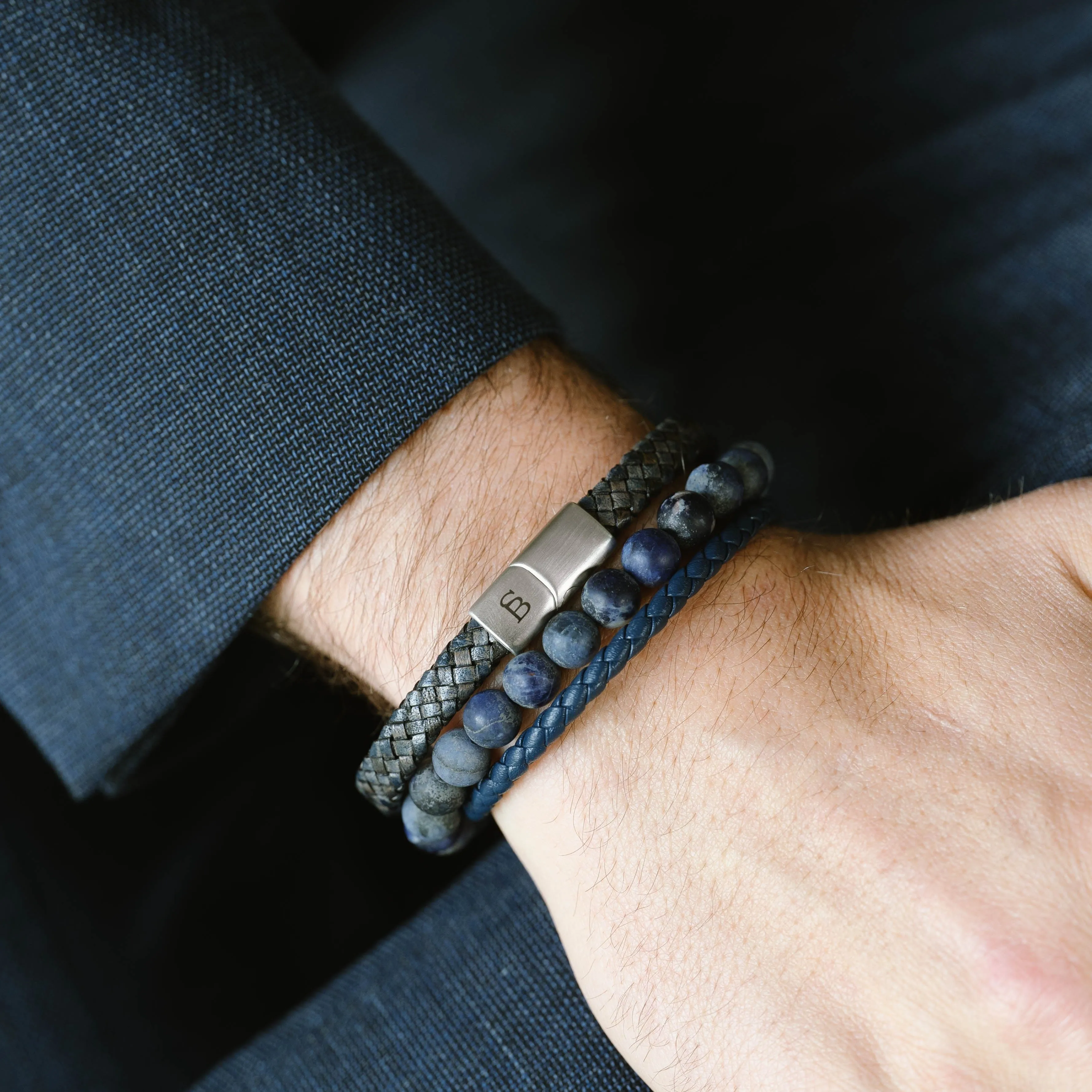 Luke Landon Nappa Leather Bracelet Blue