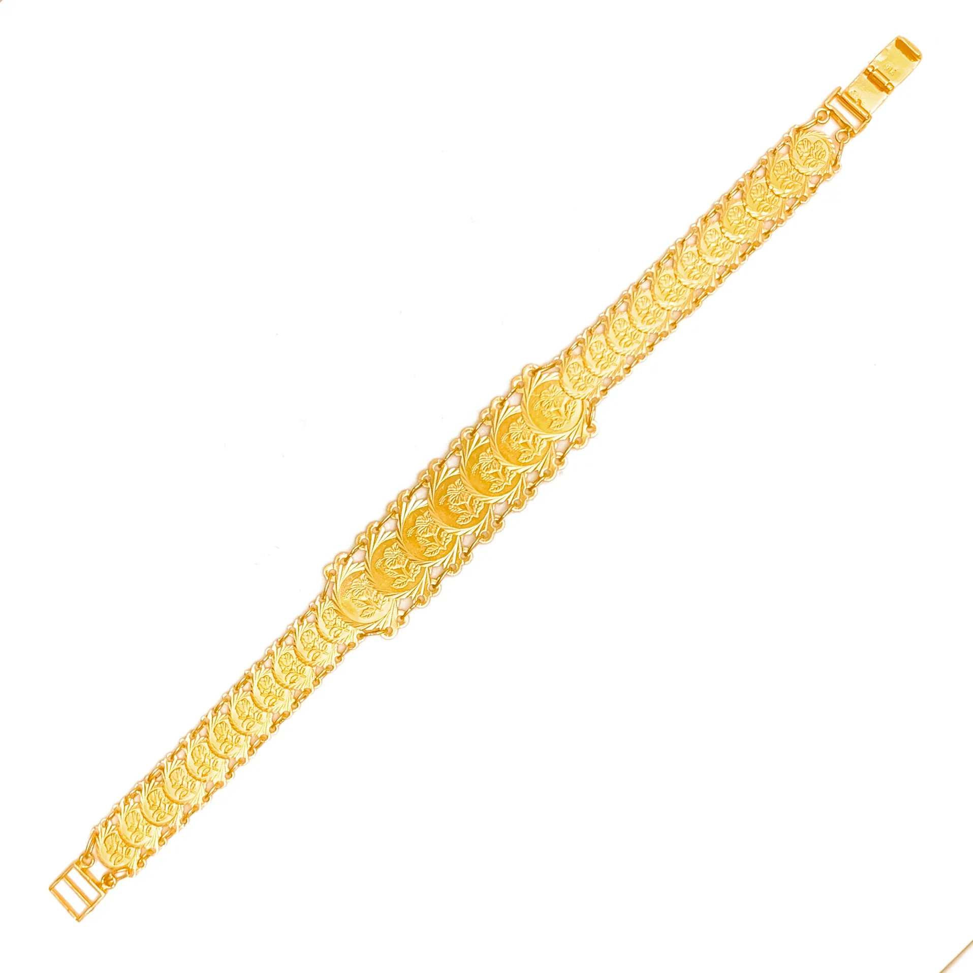 Luminous Polished 21k Gold Coin Bracelet