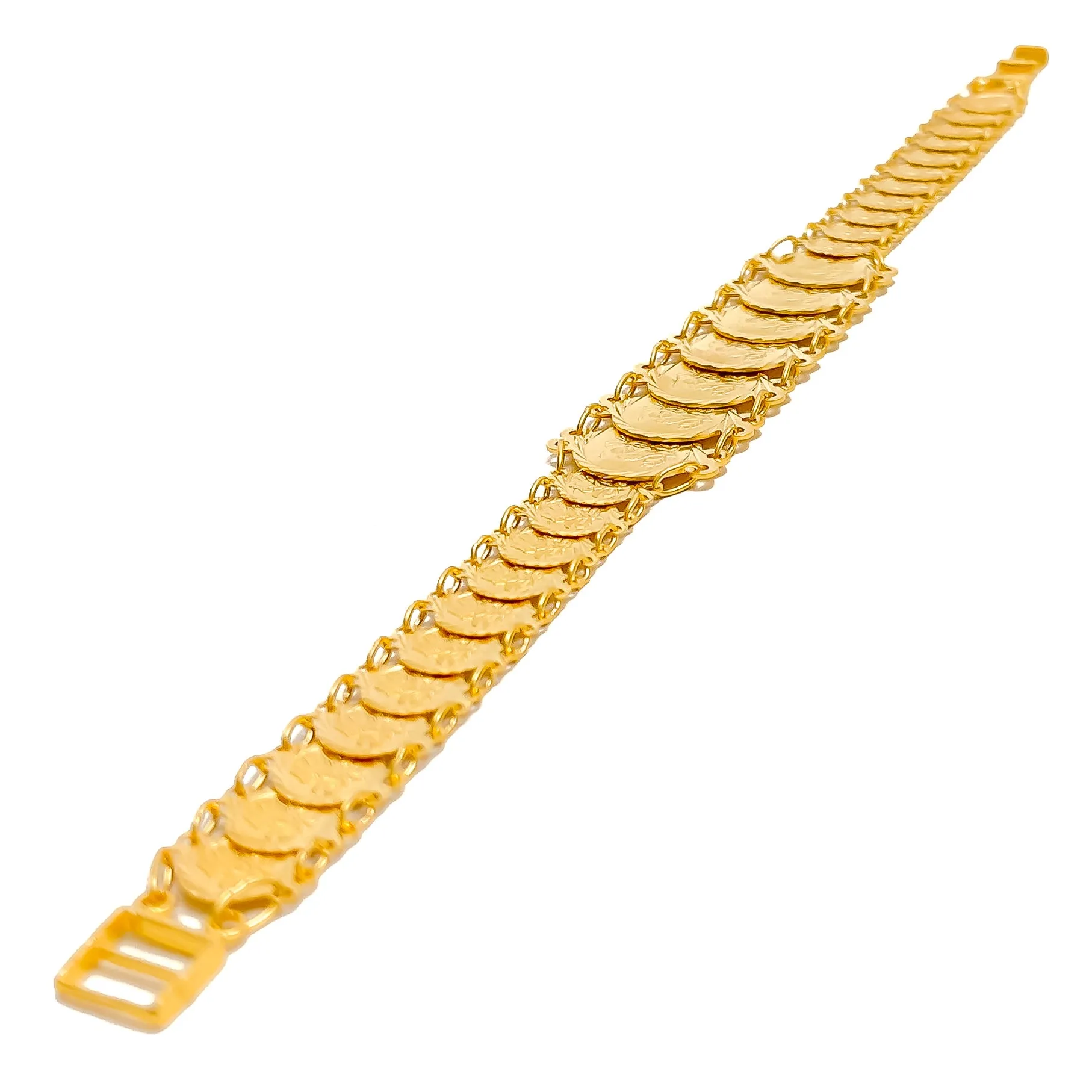 Luminous Polished 21k Gold Coin Bracelet