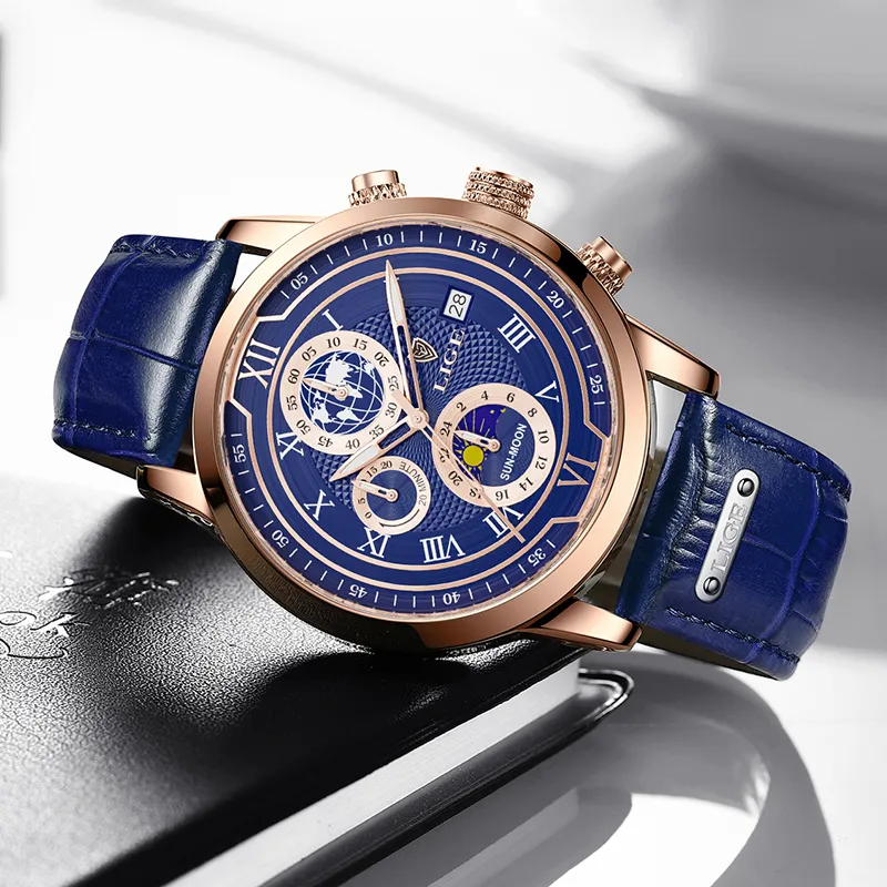 Luxury Chronograph Watch with Leather Strap