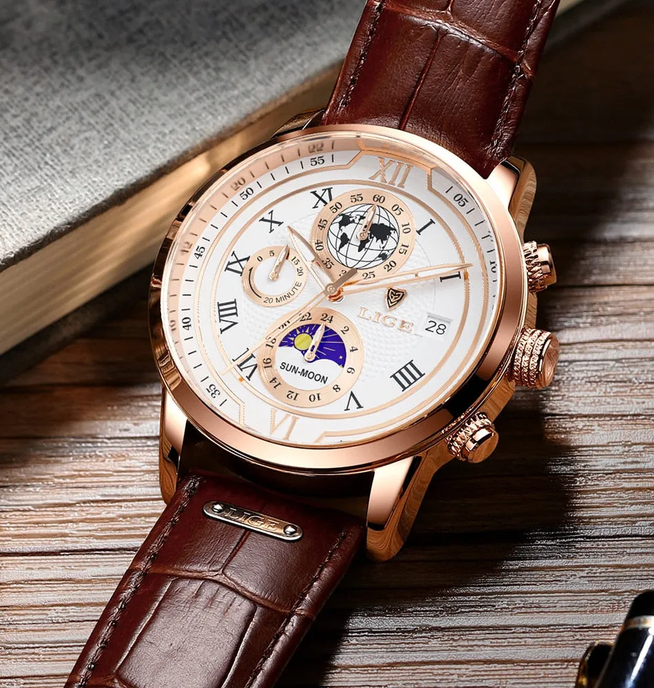 Luxury Chronograph Watch with Leather Strap