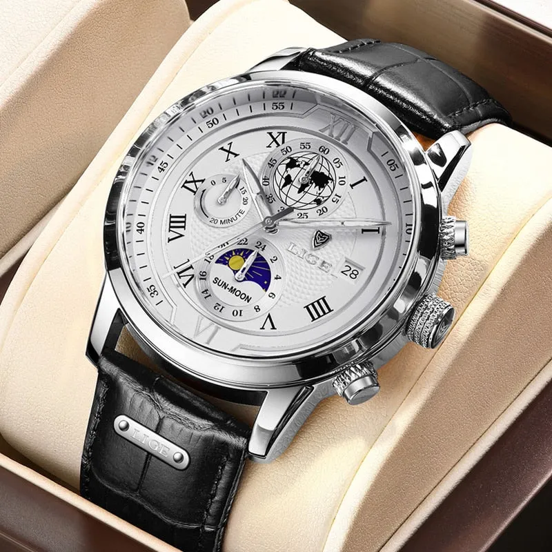 Luxury Chronograph Watch with Leather Strap