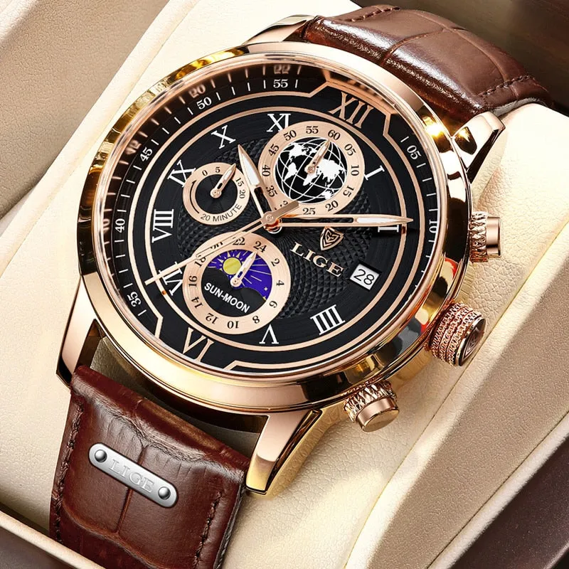 Luxury Chronograph Watch with Leather Strap