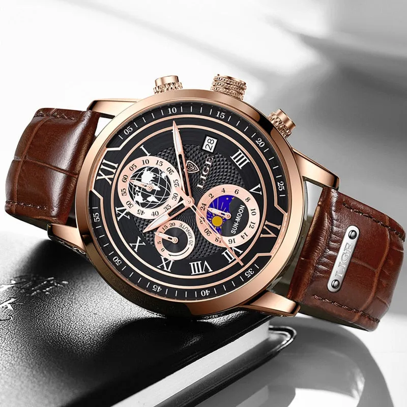 Luxury Chronograph Watch with Leather Strap