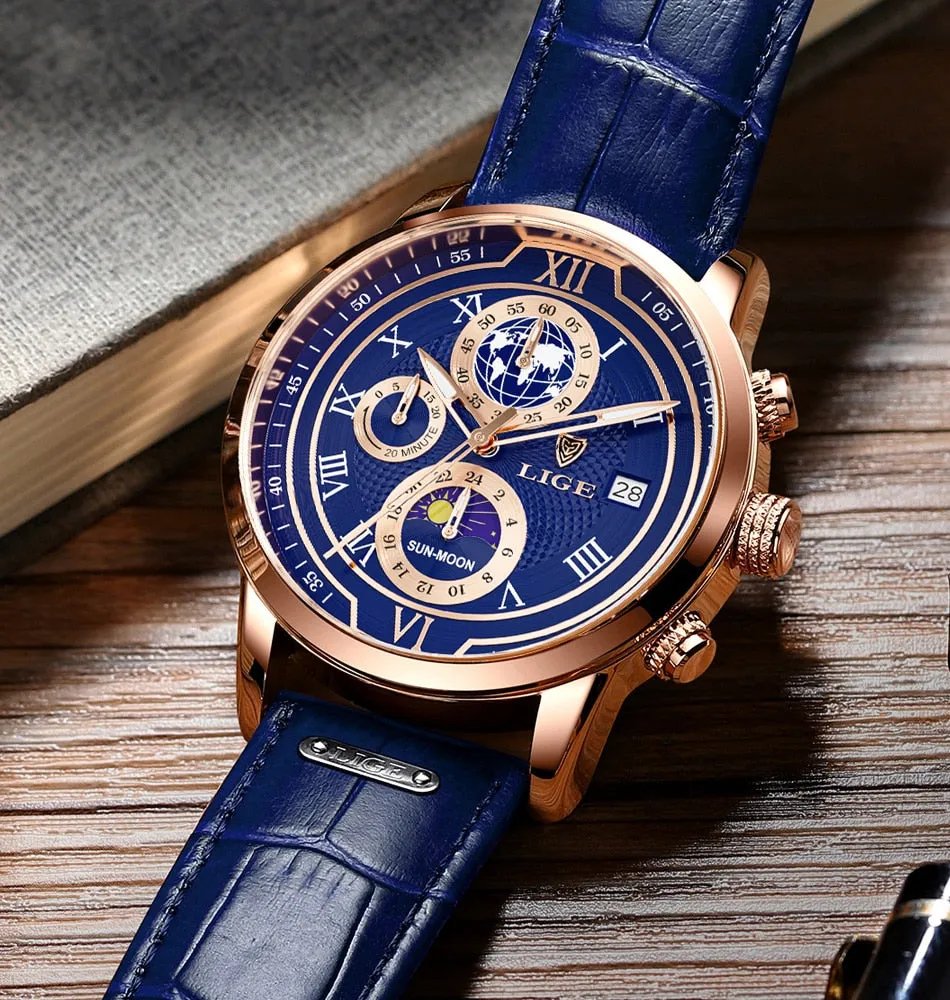 Luxury Chronograph Watch with Leather Strap