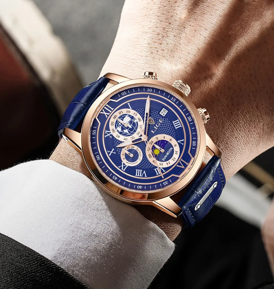 Luxury Chronograph Watch with Leather Strap