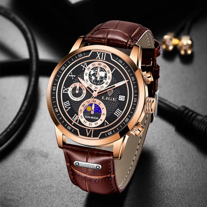 Luxury Chronograph Watch with Leather Strap
