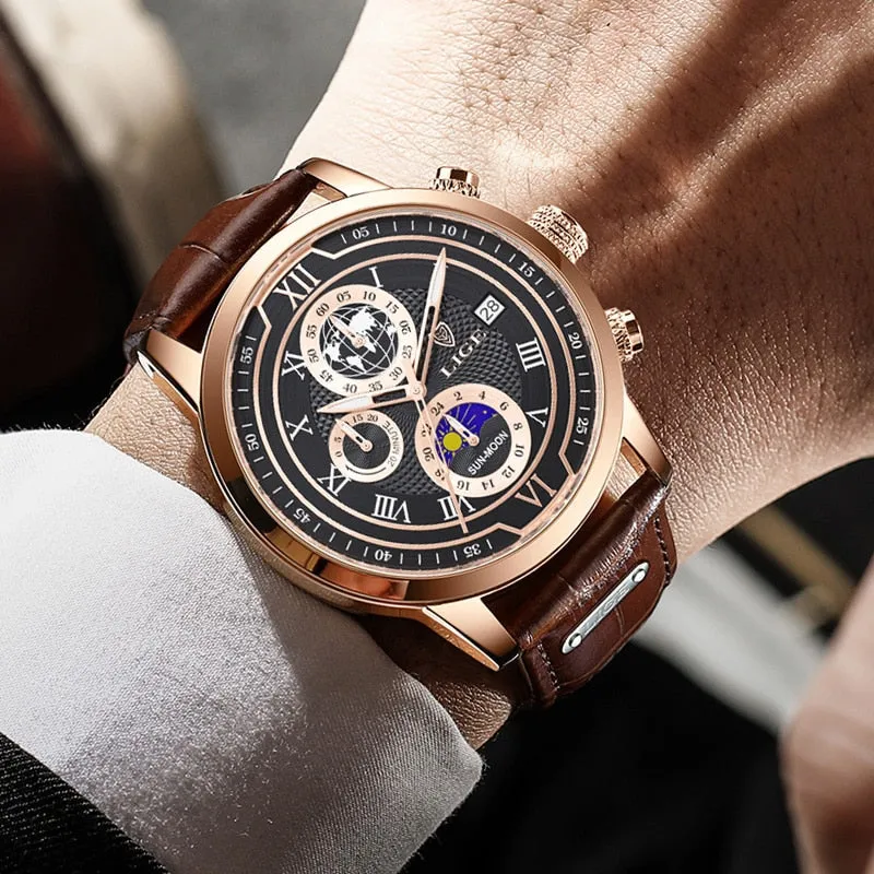 Luxury Chronograph Watch with Leather Strap