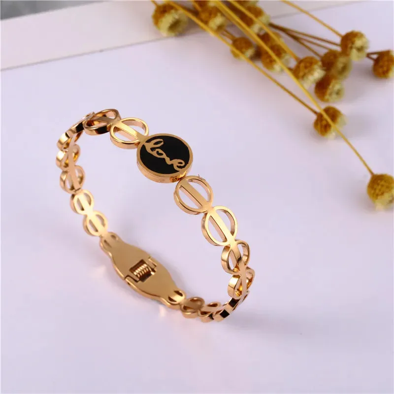 Luxury Heart Bracelets Bangles For Women Stainless Steel Jewelry Woman Fashion Jewellery
