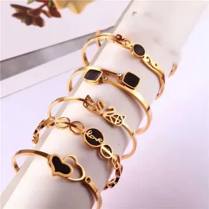 Luxury Heart Bracelets Bangles For Women Stainless Steel Jewelry Woman Fashion Jewellery