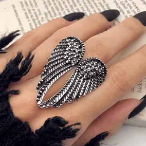 Luxury Unique Antique Angel Wing Stainless Steel Beast Ring For Women And Girls - Trendy Jewelry For Women's Gifts